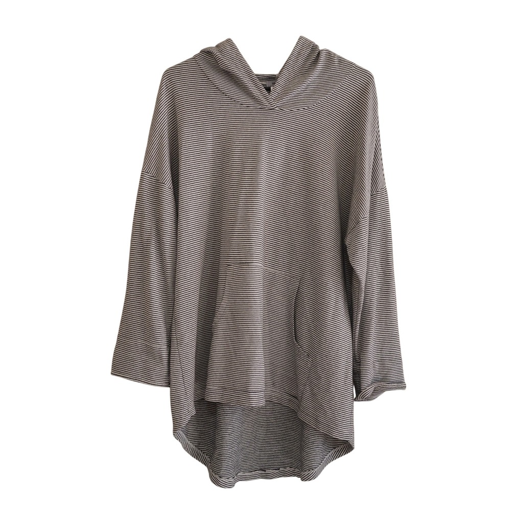 Iridium Size Small Pima Cotton Striped Hoodie Oversized High Low Pullover Casual